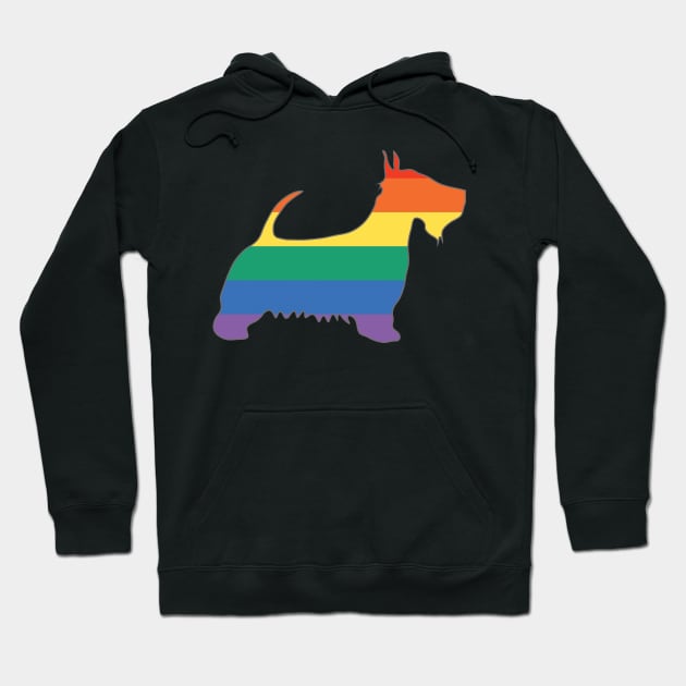 Rainbow Pride Flag Scotty Dog Silhouette Hoodie by MacPean